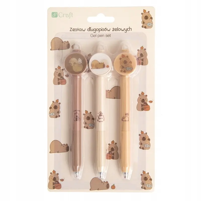 ZESTAW DŁUGOPISÓW ŻELOWYCH ZMAZYWALNYCH KAPIBARA 3 SZT NIEBIESKIE dpCraft - Papiernicze i szkolne