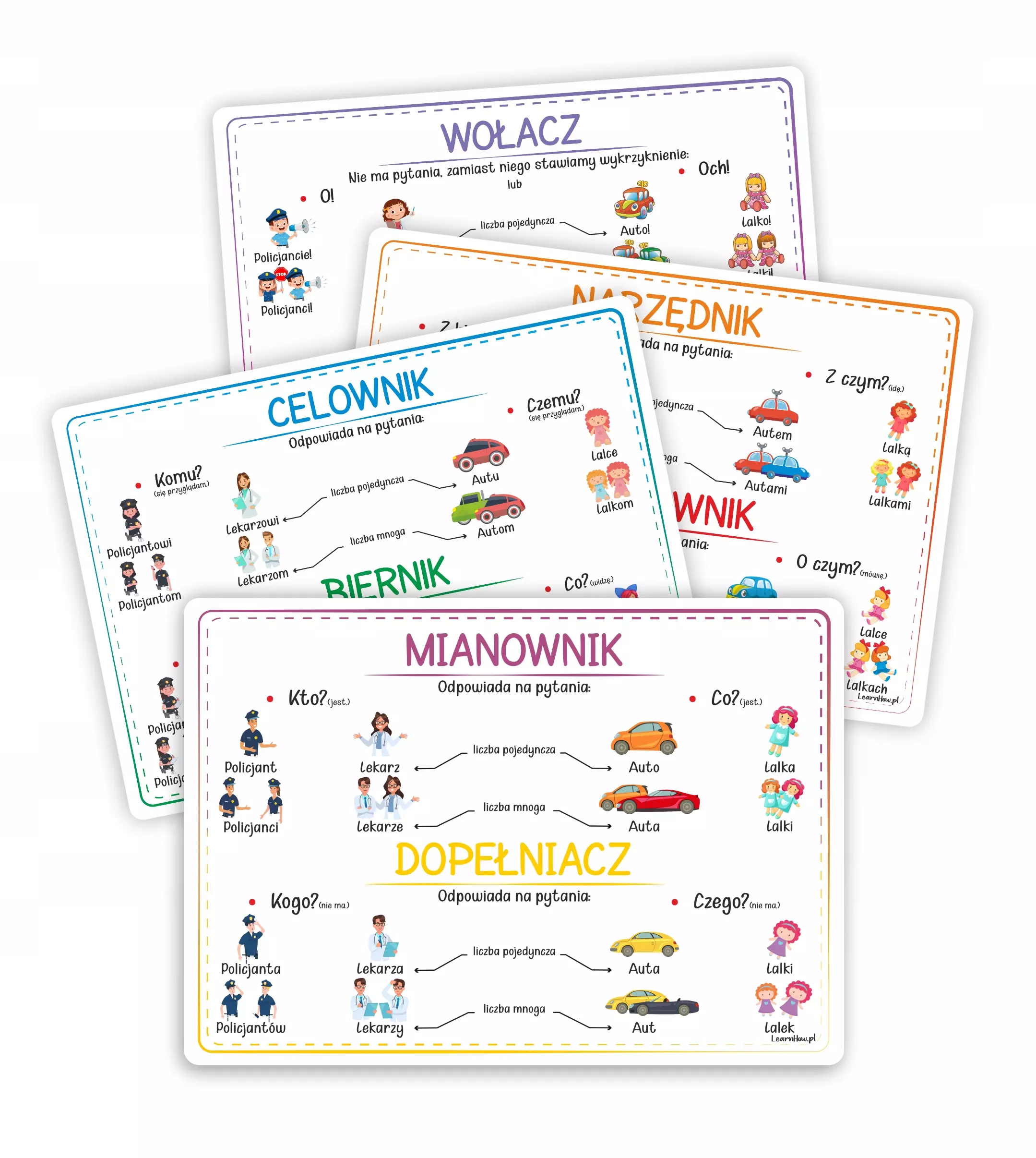 Plansze eukacyjne A4 - Przypadki 4 karty - Książki