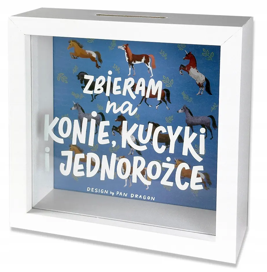 Skarbonka dla dziecka skarbonki prezent zbieram na konie kucyki jednorożce - Papiernicze i szkolne