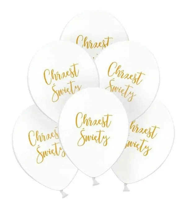 Balony Belbal 12", D11, chrzest święty białe, 6szt. - Papiernicze i szkolne