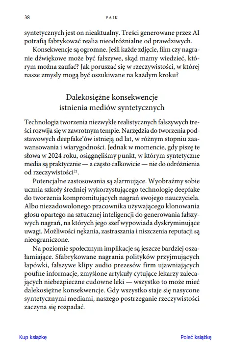 Faik. Sztuczna inteligencja w służbie fałszywej rzeczywistości. Jak przetrwać w epoce cyfrowych oszustw - Książki