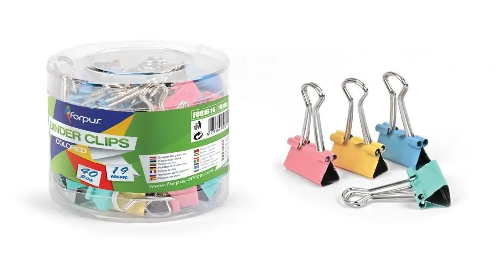 Klipy biurowe 19mm kolorowe pastel 40szt - Papiernicze i szkolne
