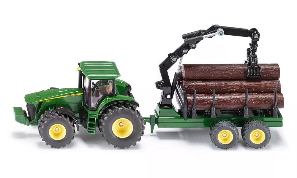 Traktor John Deere z przyczepą leśną, 1:50