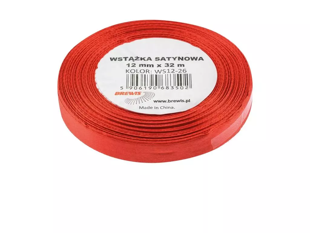 Wstążka satynowa czerwona 12mmx32m - Papiernicze i szkolne