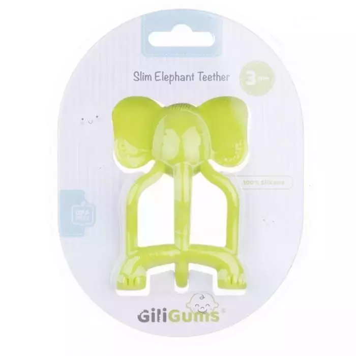 GiliGums. Gryzak sensoryczny dla niemowląt, słonik limonkowy - Zabawki