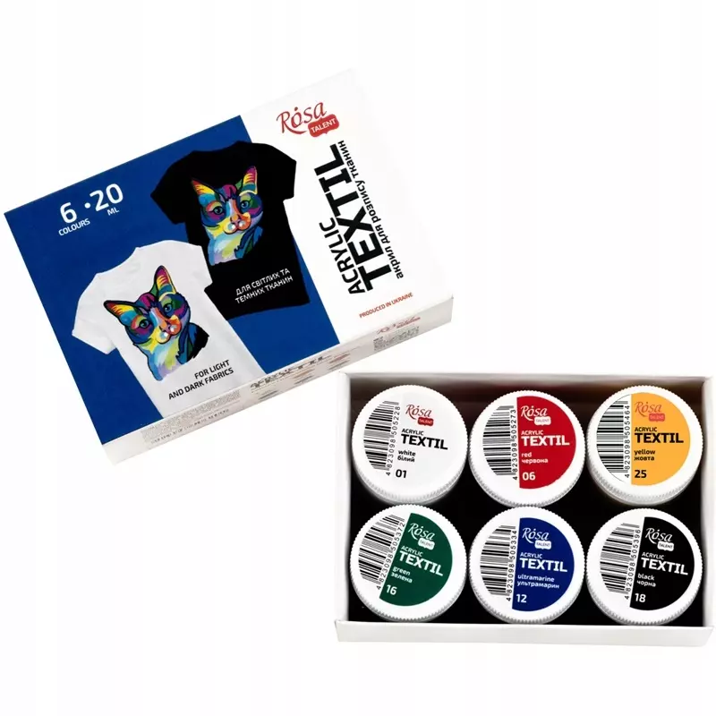 Farby do tkanin 20ml 6 kolorów