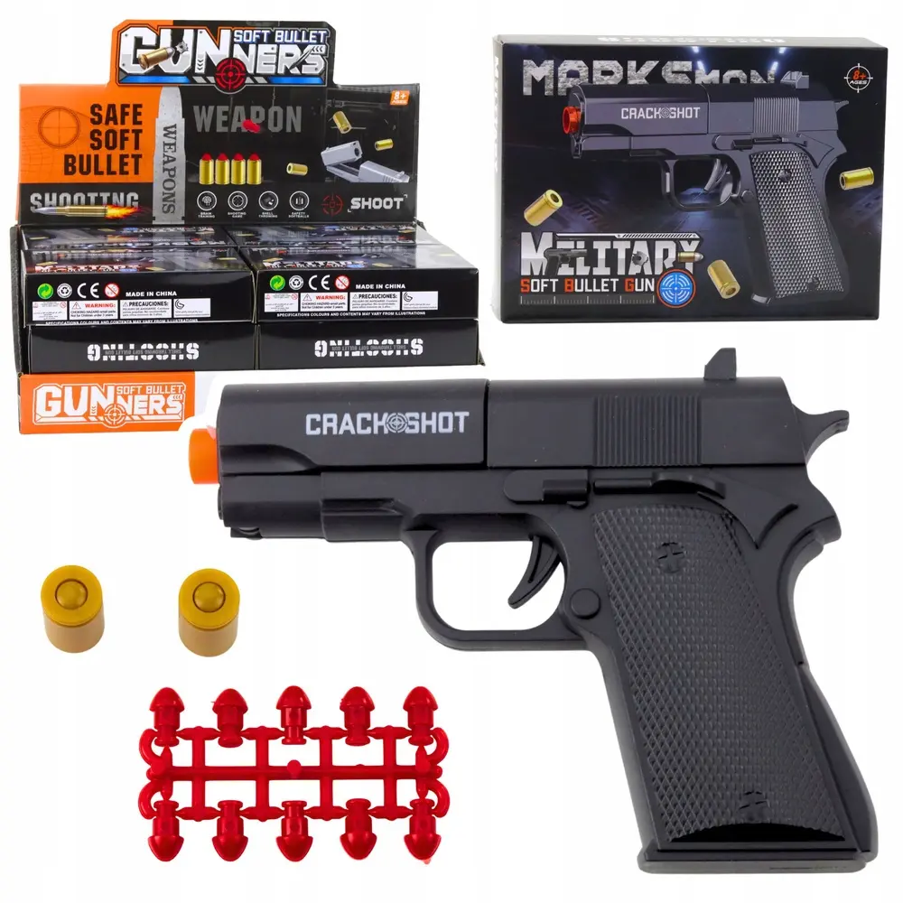 Mini Pistolet Broń Na Naboje I Łuski Czarny 13,5 cm - Zabawki