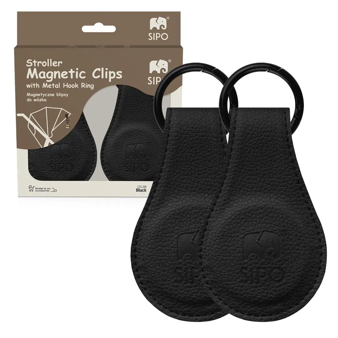 Klipsy magnetyczne do wózka czarne 2szt - Mama i dziecko