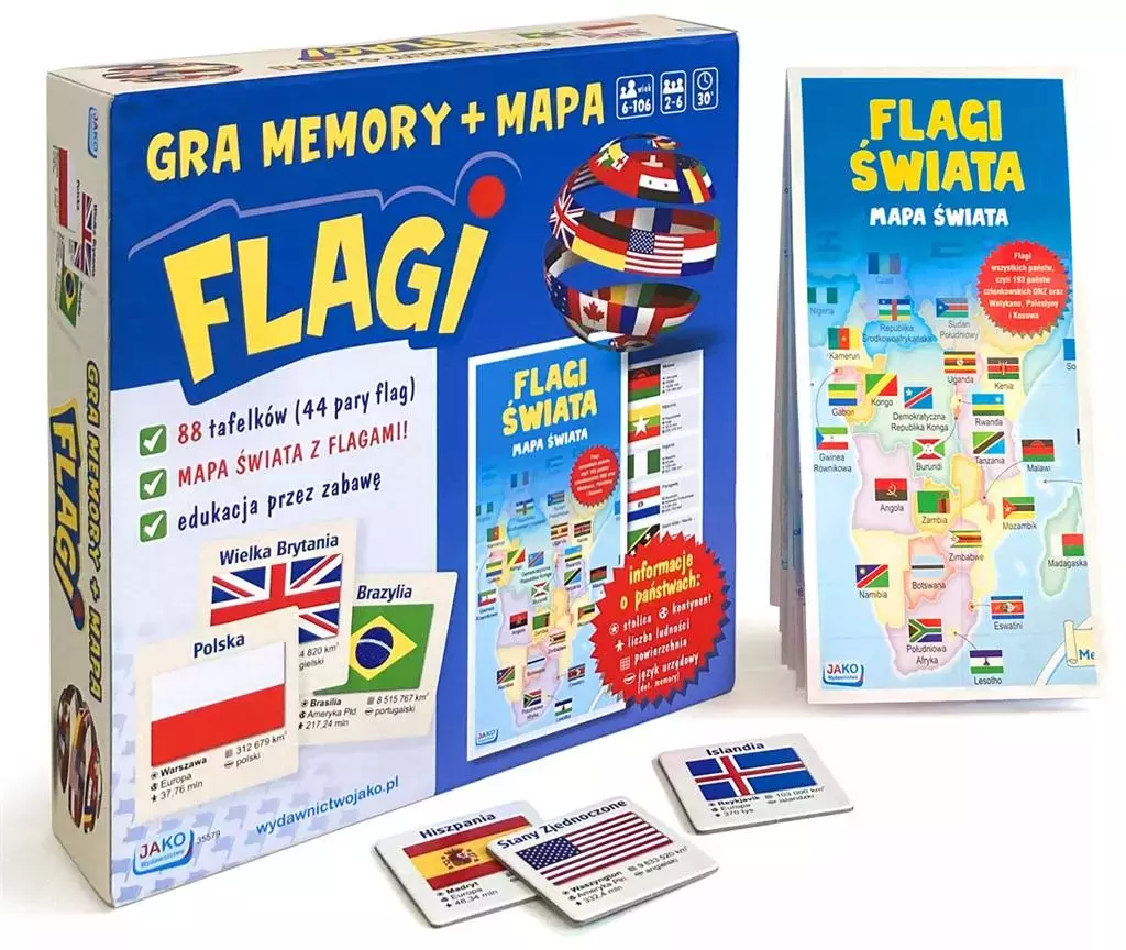 Flagi. Gra memory + mapa - Gry