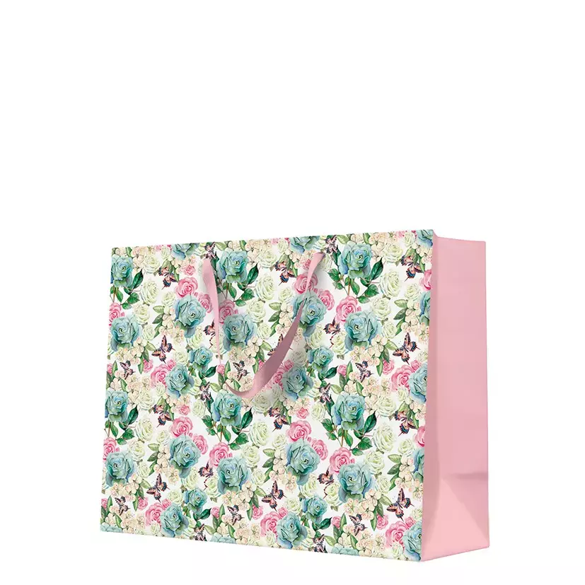 Torebka prezentowa Pudrowy ogród, pozioma duża - Papiernicze i szkolne