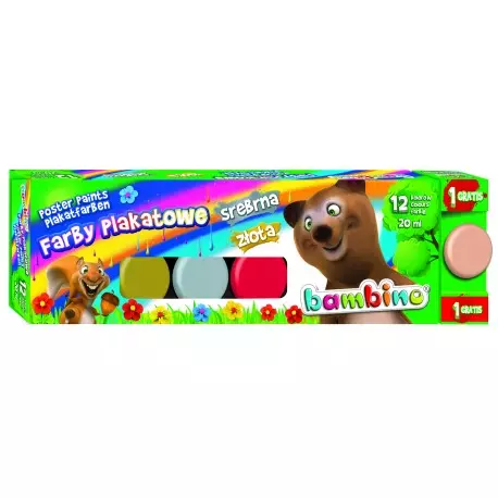 Farby plakatowe Bambino, 12 kolorów - Papiernicze i szkolne