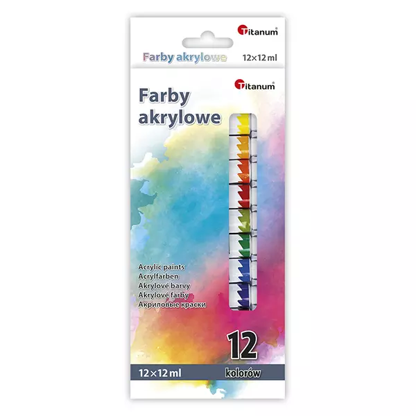 Farby akrylowe 12 kolorów 12ml w tubce Wb - Papiernicze i szkolne