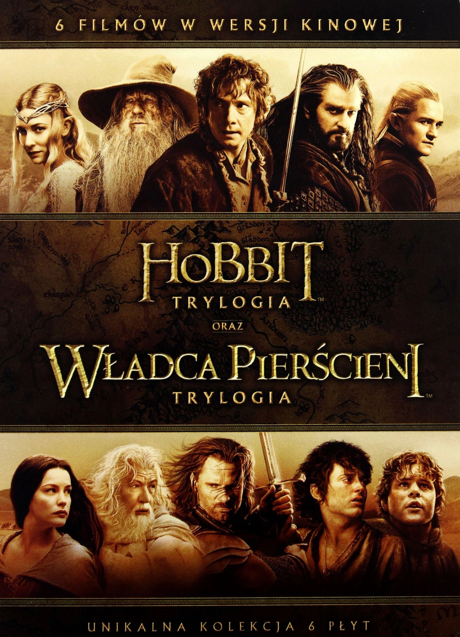 Pakiet Śródziemie. Trylogia Hobbit / trylogia Władca Pierścieni, 6 DVD - Filmy