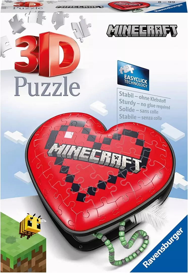 Puzzle 3D 54 elementy. Serce Minecraft - Puzzle