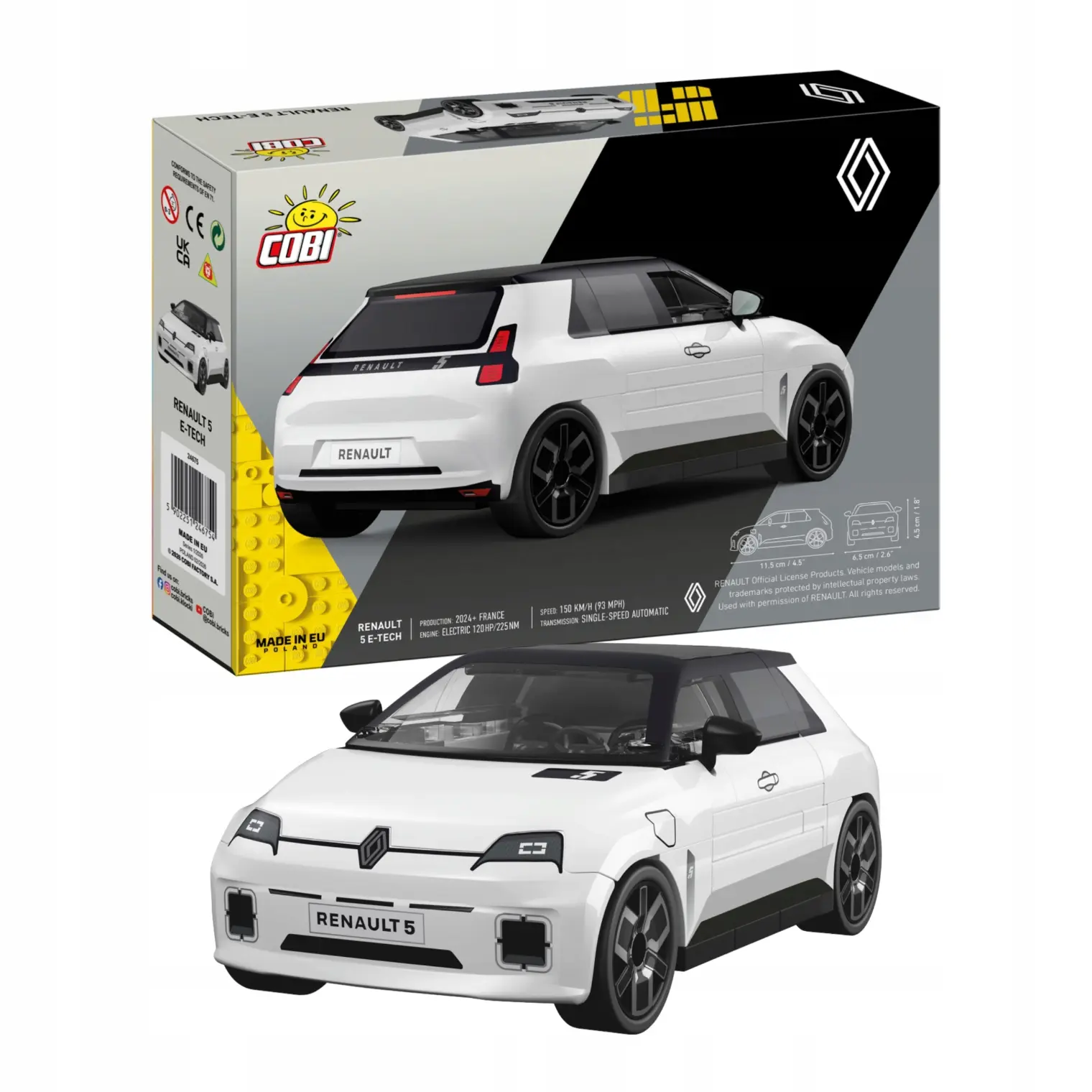 KLOCKI COBI 24675 Samochód Auto Renault 5 E-Tech White ACTION TOWN 78 el. - Zabawki