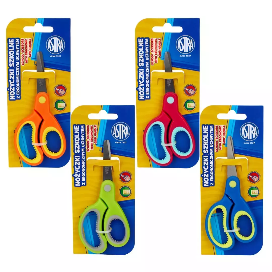 Nożyczki z ergonomicznym uchwytem, mix kolorów - Papiernicze i szkolne