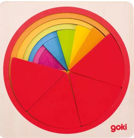 Puzzle warstwowe, koła-ułamki