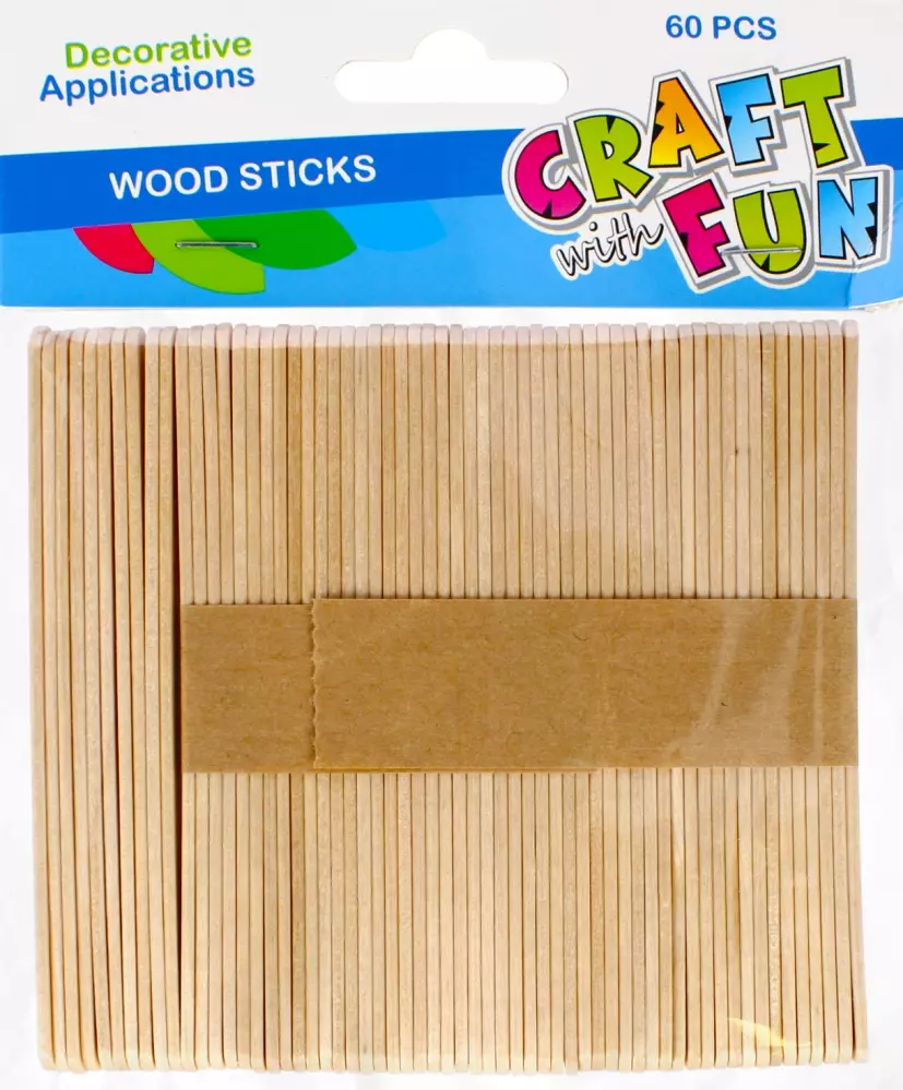 Patyczki drewniane płaskie naturalne (60 sztuk) - Papiernicze i szkolne