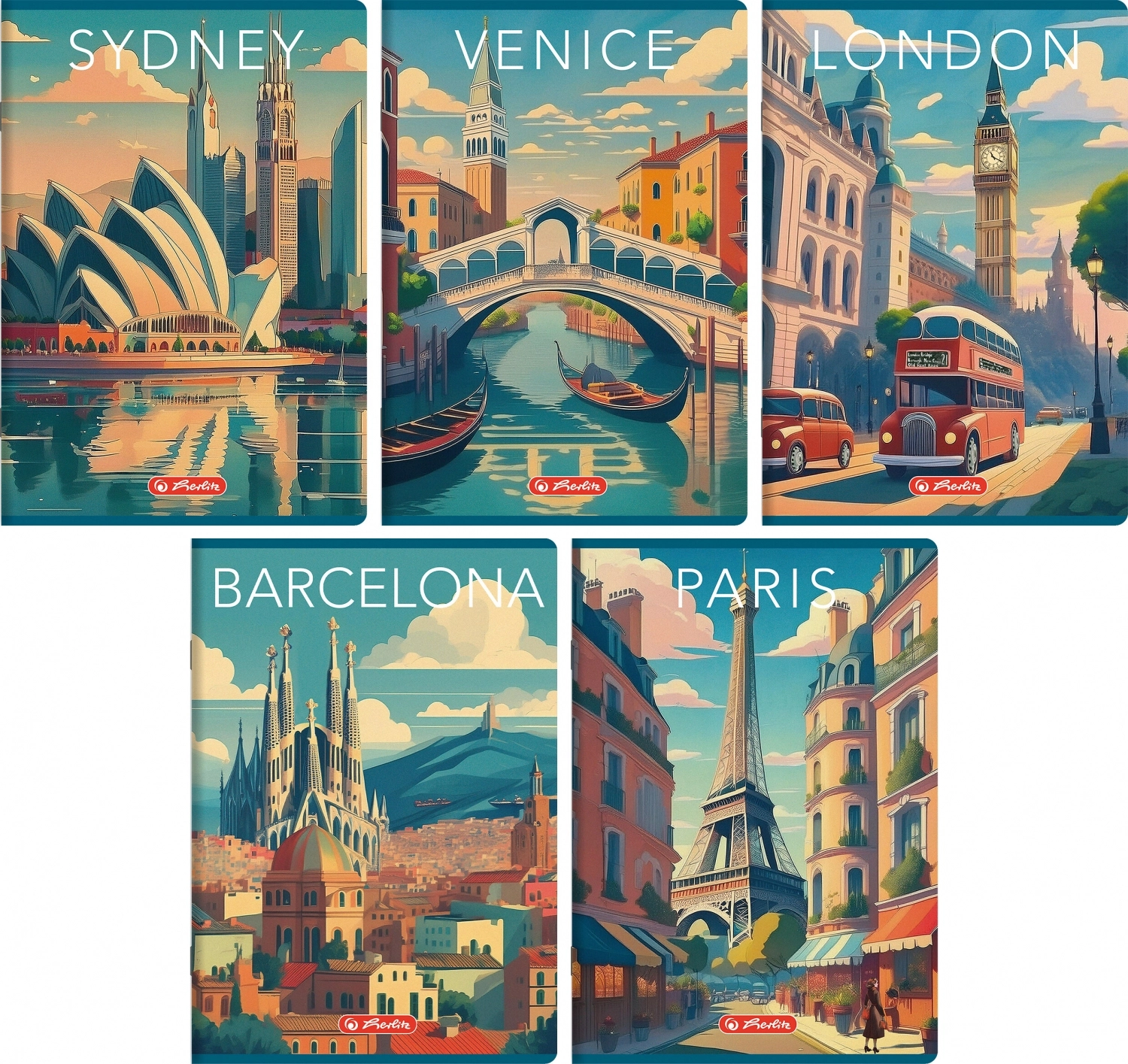 Zeszyt A5 60 kartek w kratkę, Retro City - Papiernicze i szkolne