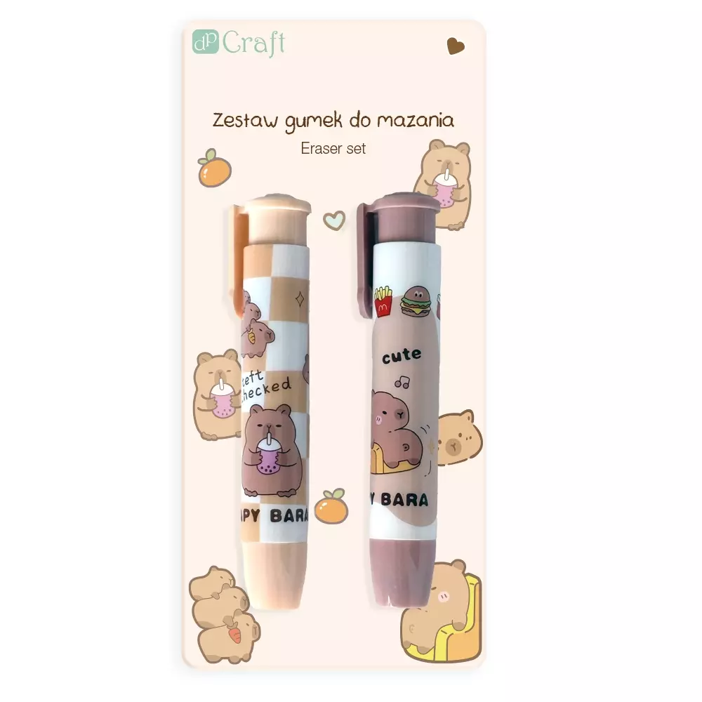 Gumki kapibara zestaw 2 szt kawaii szkoła piórnik prezent dla ucznia gumka - Papiernicze i szkolne