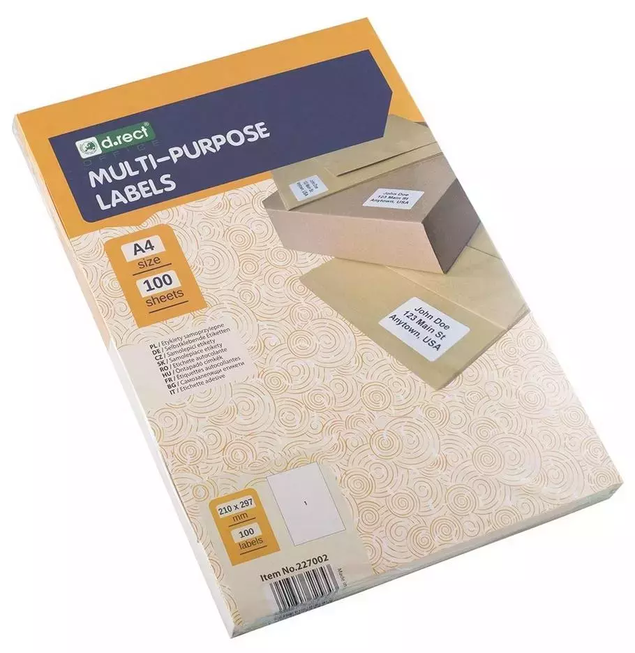 Etykieta samoprzylepna A4/100 arkuszy D.RECT - Papiernicze i szkolne