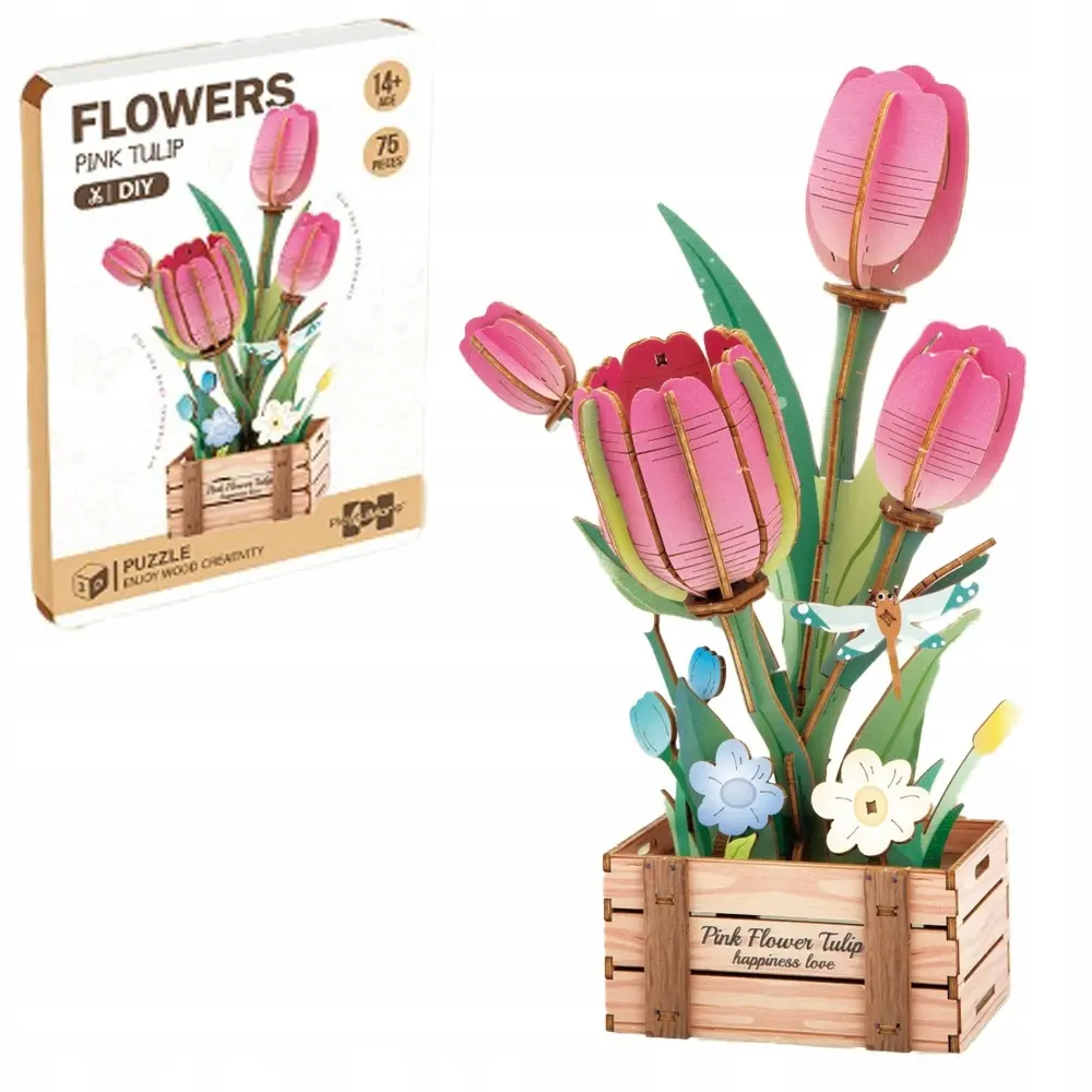 DIY drewniane kwiatki tulipany - Puzzle