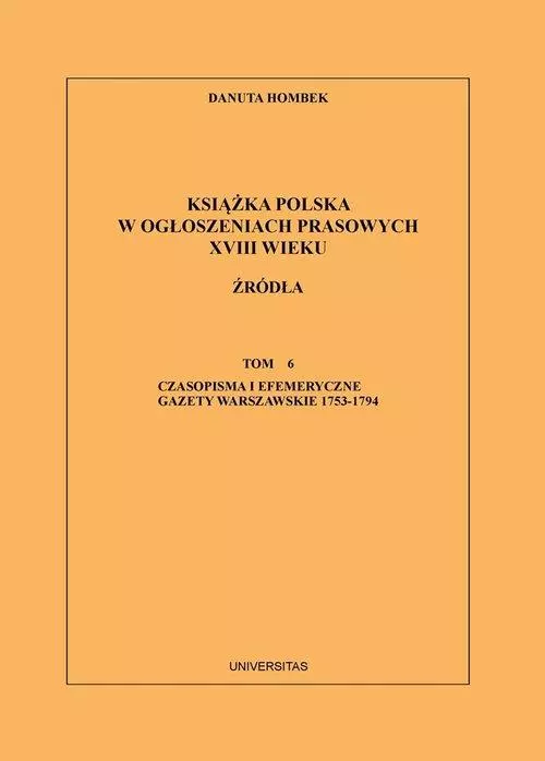 Książka polska w ogłoszeniach prasowych XVIII wieku