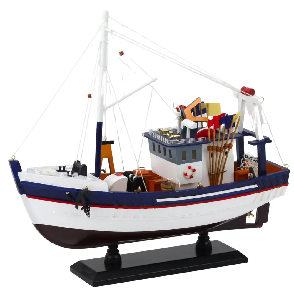 Model Kolekcjonerski Dekoracyjny Statek Kuter Rybacki Wyposażony 37x34cm - Elektronika i akcesoria