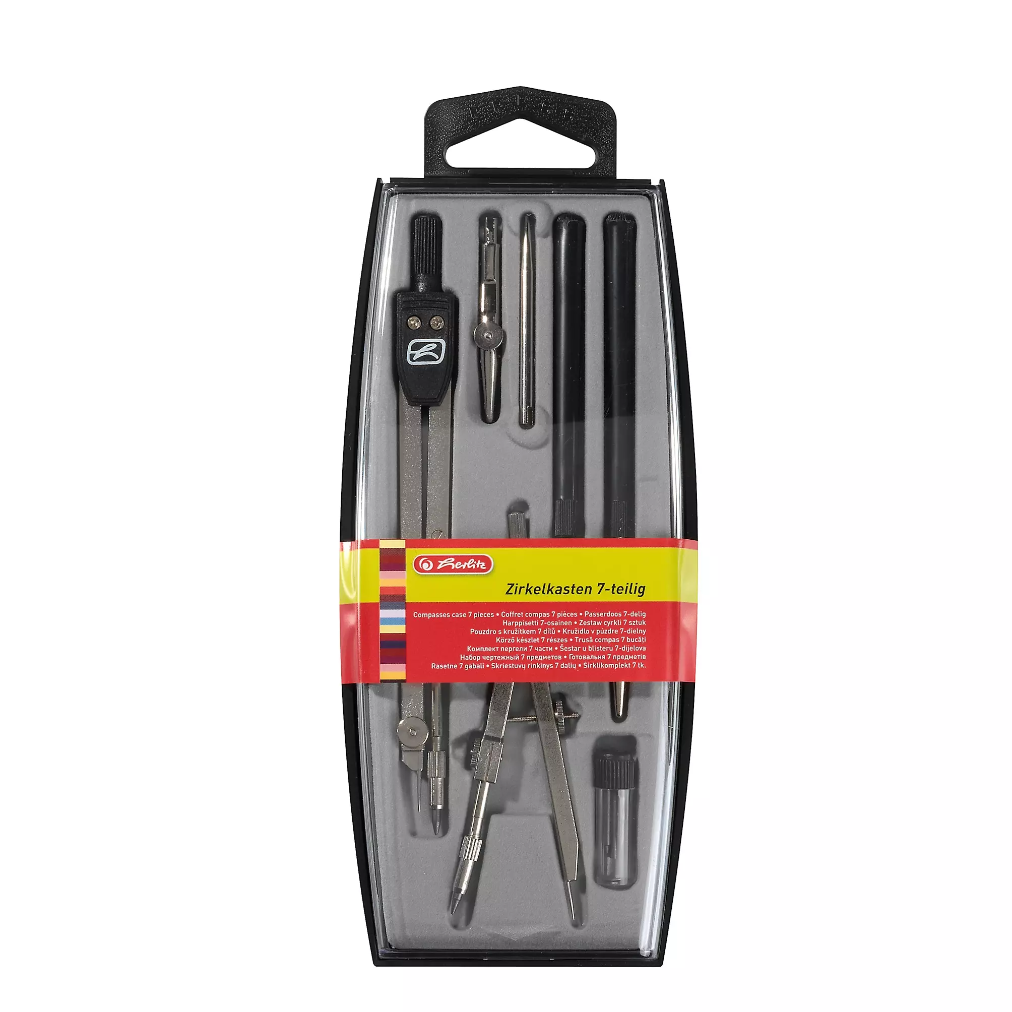 Cyrkiel Herlitz szkolny czarny 7 elementów - Papiernicze i szkolne