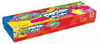 FARBY COLORINO KIDS PLAKATOWE 12 KOLORÓW NEON 20 ML - Papiernicze i szkolne