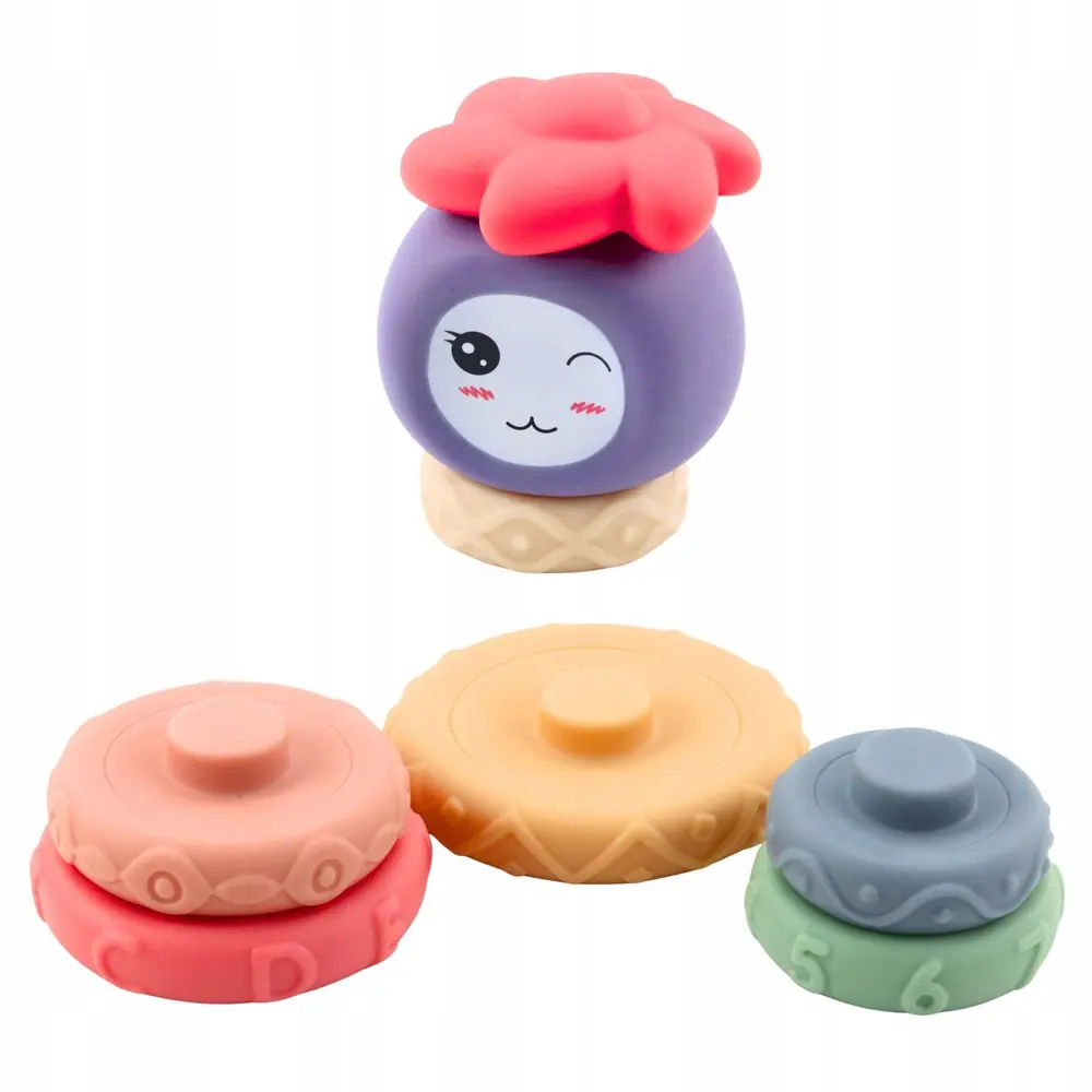 Wieża z Miękkich Klocków Piramida Sensoryczna Kolorowa 8 el. - Zabawki