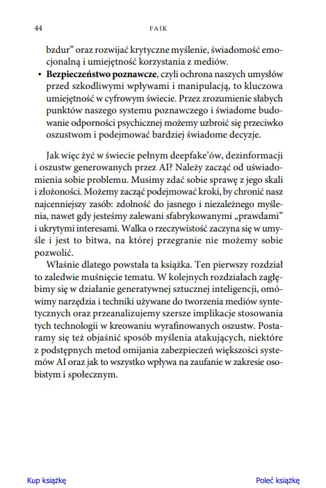 Faik. Sztuczna inteligencja w służbie fałszywej rzeczywistości. Jak przetrwać w epoce cyfrowych oszustw - Książki