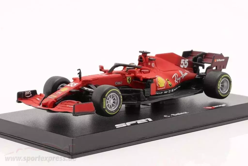 Bolid F1 Ferrari SF21 Sainz Scala 1:43 Bburago - Modello In Metallo Collezione