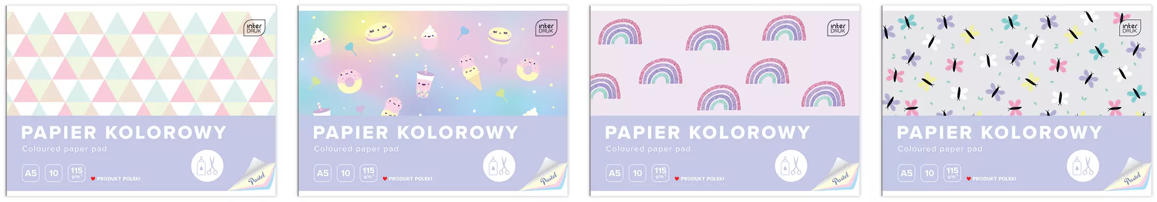 Papier kolorowy pastel A5, 10 arkuszy, mix wzorów - Papiernicze i szkolne