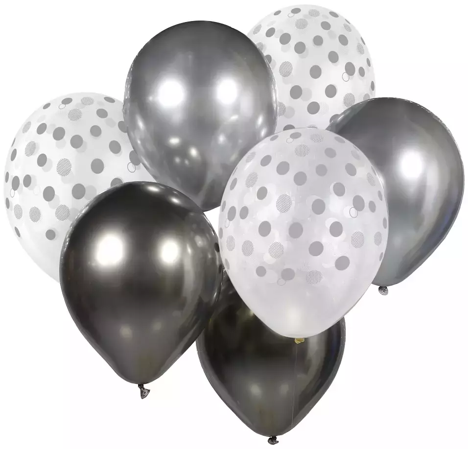Bukiet balonowy, srebrno-grafitowy (7 sztuk) - Papiernicze i szkolne