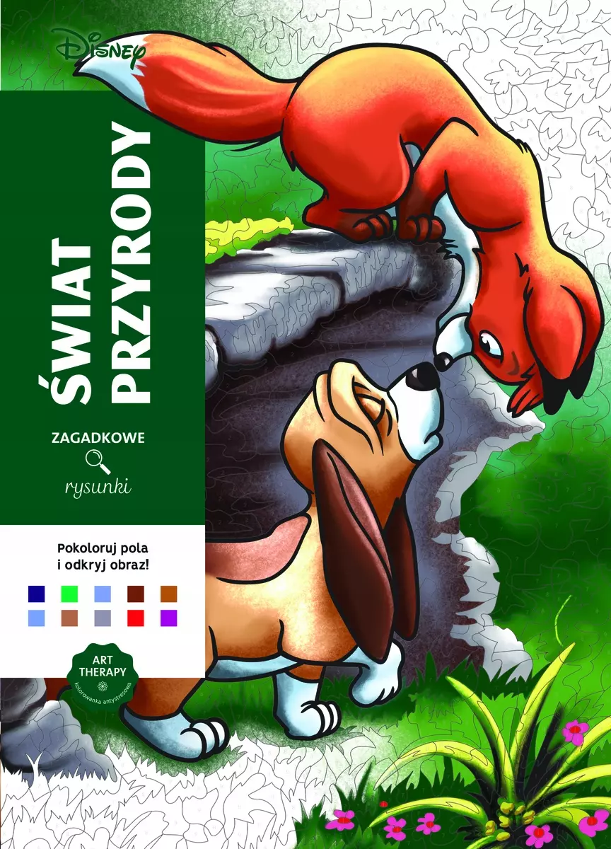 Art therapy. Kolorowanka antystresowa. Disney. Świat przyrody. Zagadkowe rysunki - Książki