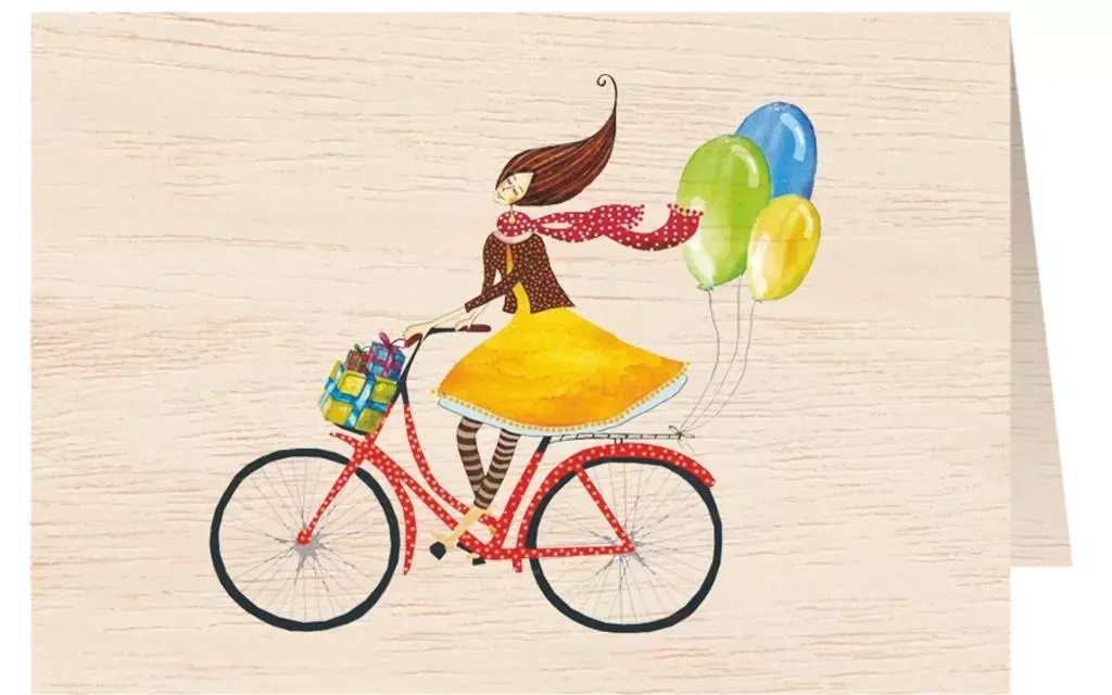 Karnet drewniany C6 + koperta Rower z balonami - Książki