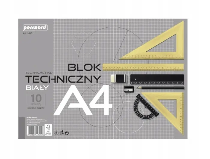 Blok techniczny A4 Penword Biały - Papiernicze i szkolne