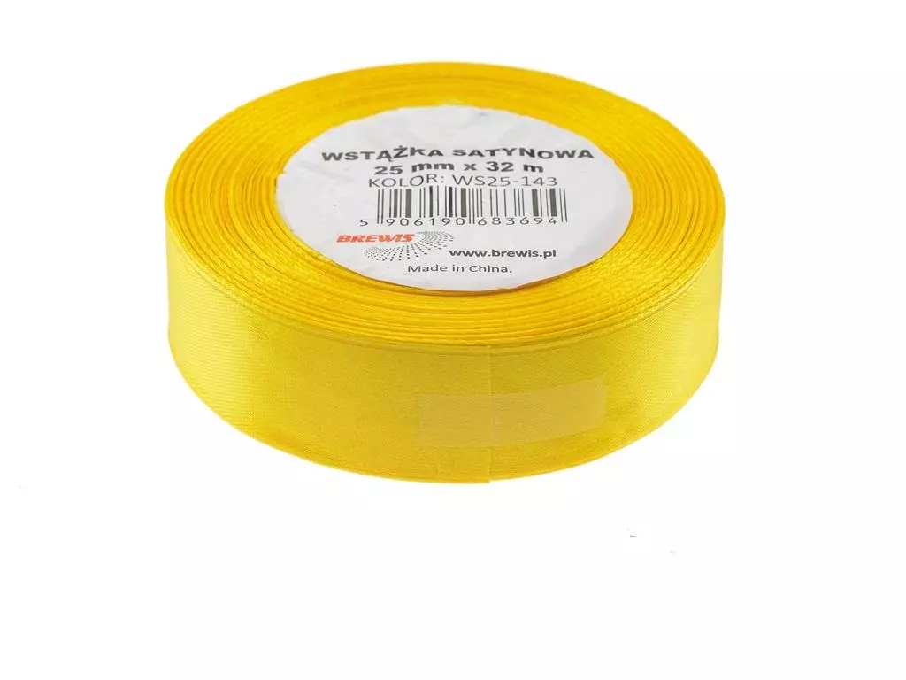 Wstążka satynowa żółta 25mmx32m - Papiernicze i szkolne