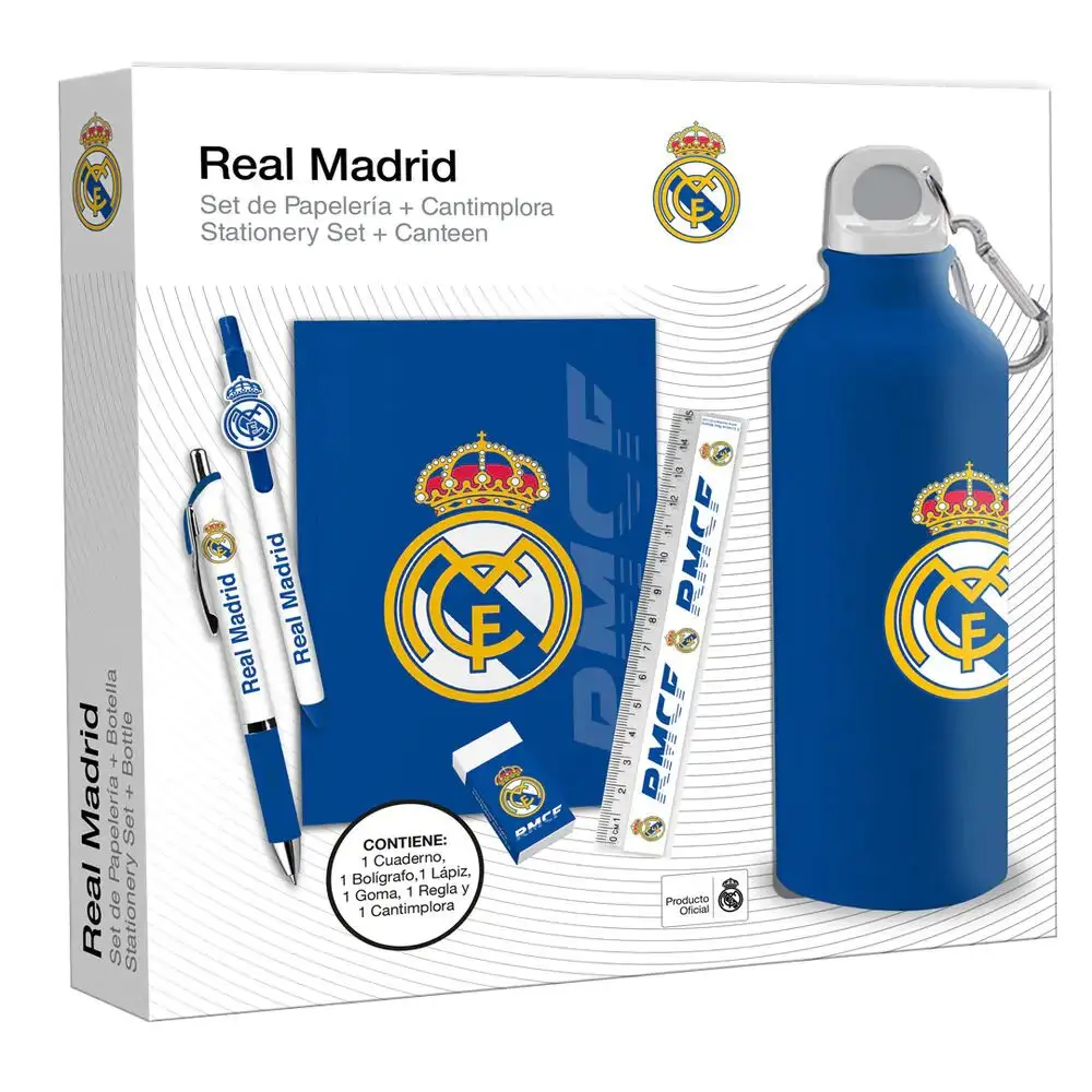 Butelka 650 ml z zestawwem piśmienniczy Real Madrid RM00029 - Papiernicze i szkolne