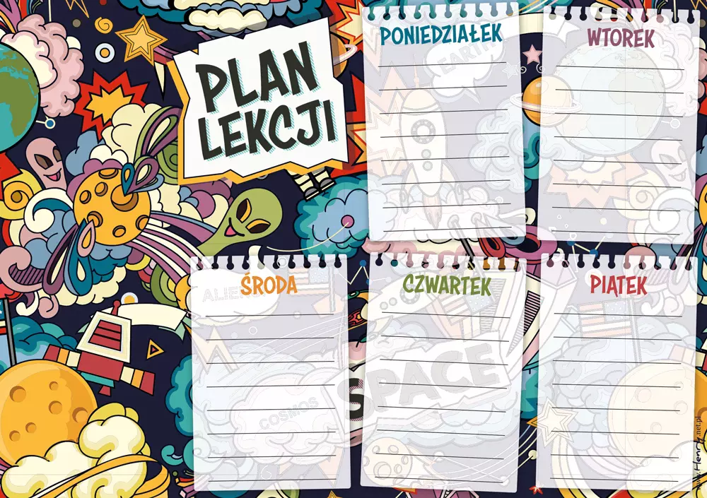 Plan lekcji A5 Kosmos - Papiernicze i szkolne