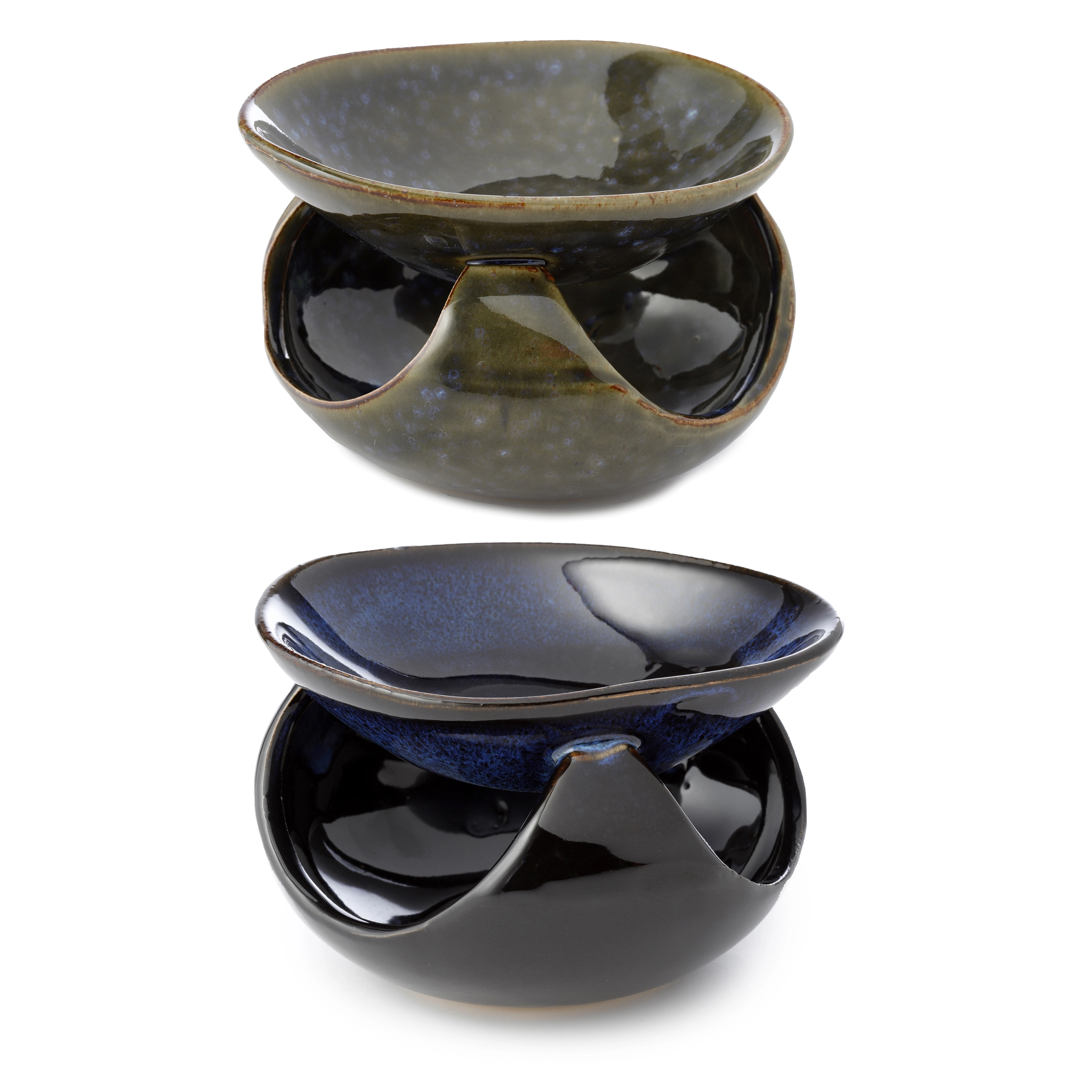 Ciemno niebieska podstawka na świece o abstrakcyjnym kształcie - Mama i dziecko