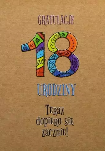 Kartka okolicznościowa eko Urodziny 18 TS49 - Papiernicze i szkolne