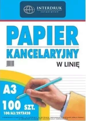 Papier kancelaryjny w linię A3 (100 sztuk) - Papiernicze i szkolne