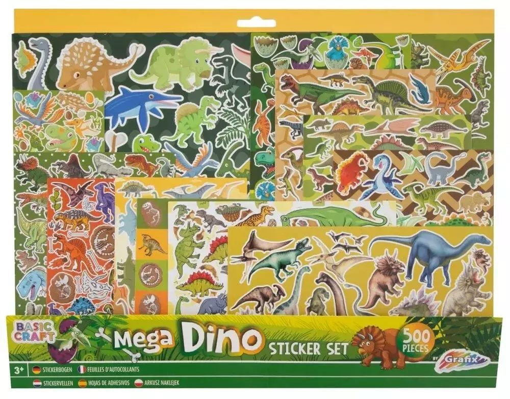 Mega naklejki Dino 500 sztuk - Papiernicze i szkolne