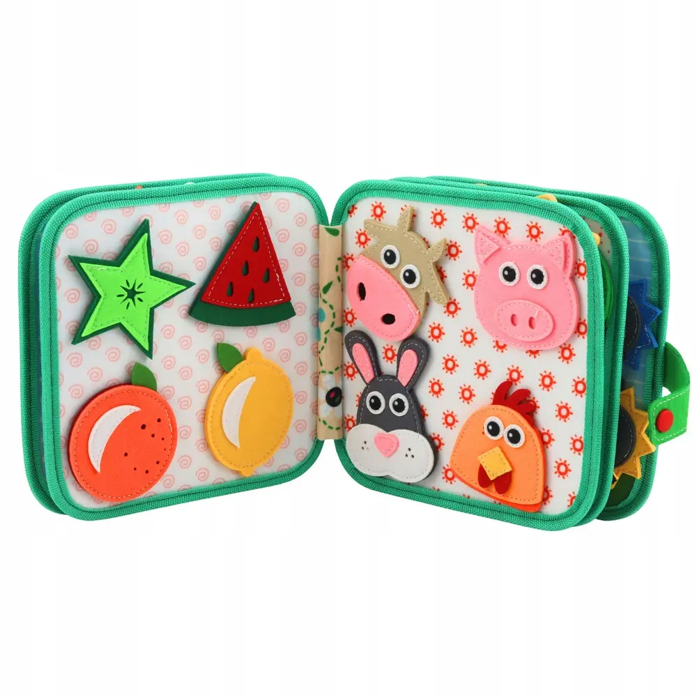 Książeczka Edukacyjna Sensoryczna Filcowa 3D Zwierzęta Domowe Krowa - Zabawki