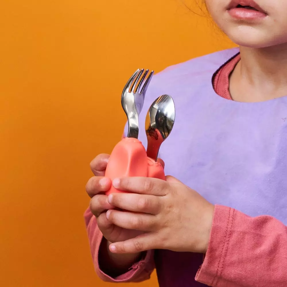 Zestaw sztućców, widelec i łyżka, różowy - Papiernicze i szkolne