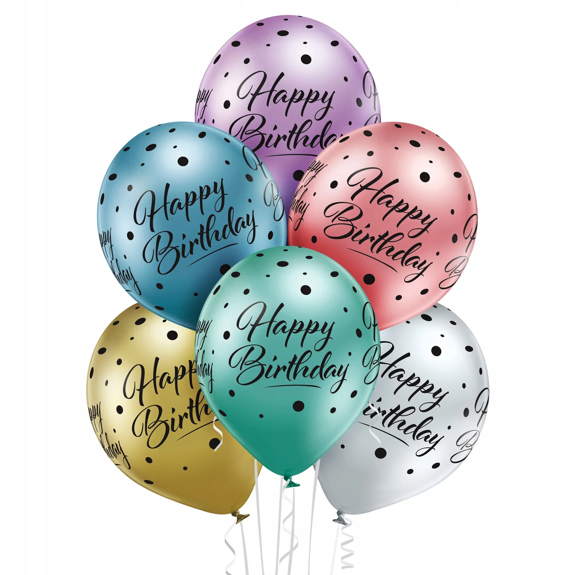 Balony Belbal 12", D11, "Happy Birthday" mix, 6szt. - Papiernicze i szkolne