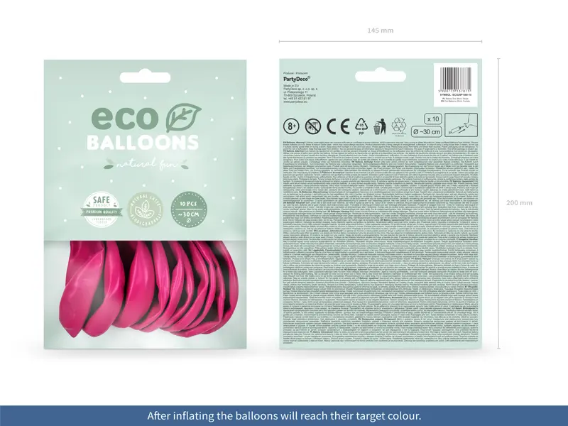 Balony Eco 26cm pastelowe, fuksja (1 op. / 10 szt.) - Papiernicze i szkolne