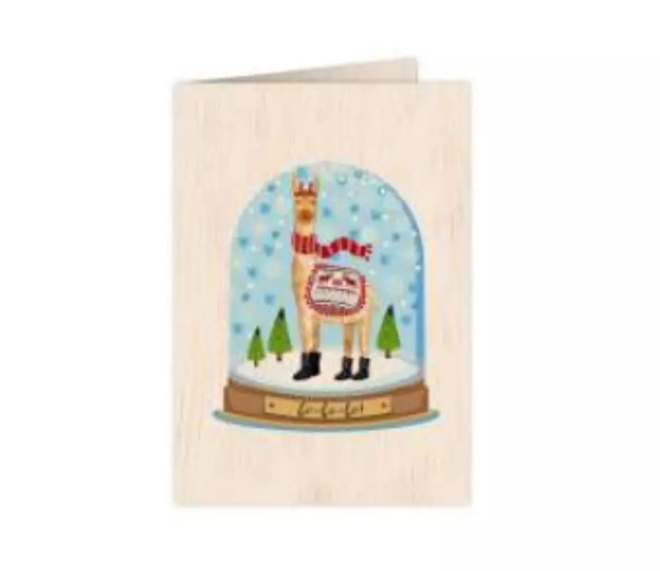 Karnet drewniany C6 + koperta Święta Lama - Książki